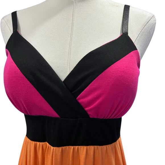New Directions Baby Doll Dress Boho Maxi Y2K SZ Med Color Block Colorful - Picture 3 of 9